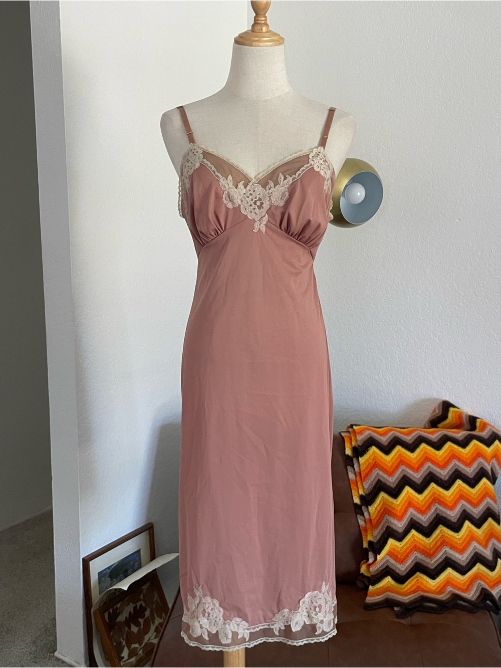 Vintage 1960s 1950s Romantic Trad Wife Lace Slip Dress